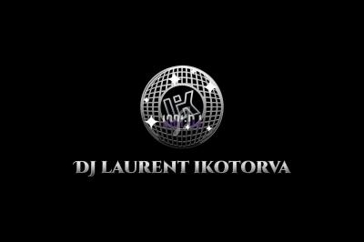 Logo argenté avec une sphère en forme de disque vinyle, les initiales ’IK’ au centre et le texte ’DJ Laurent Ikotorva’ en…