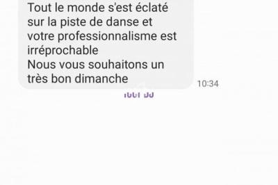 Capture d'écran d'un message texte exprimant des remerciements pour une prestation lors d'un mariage.
